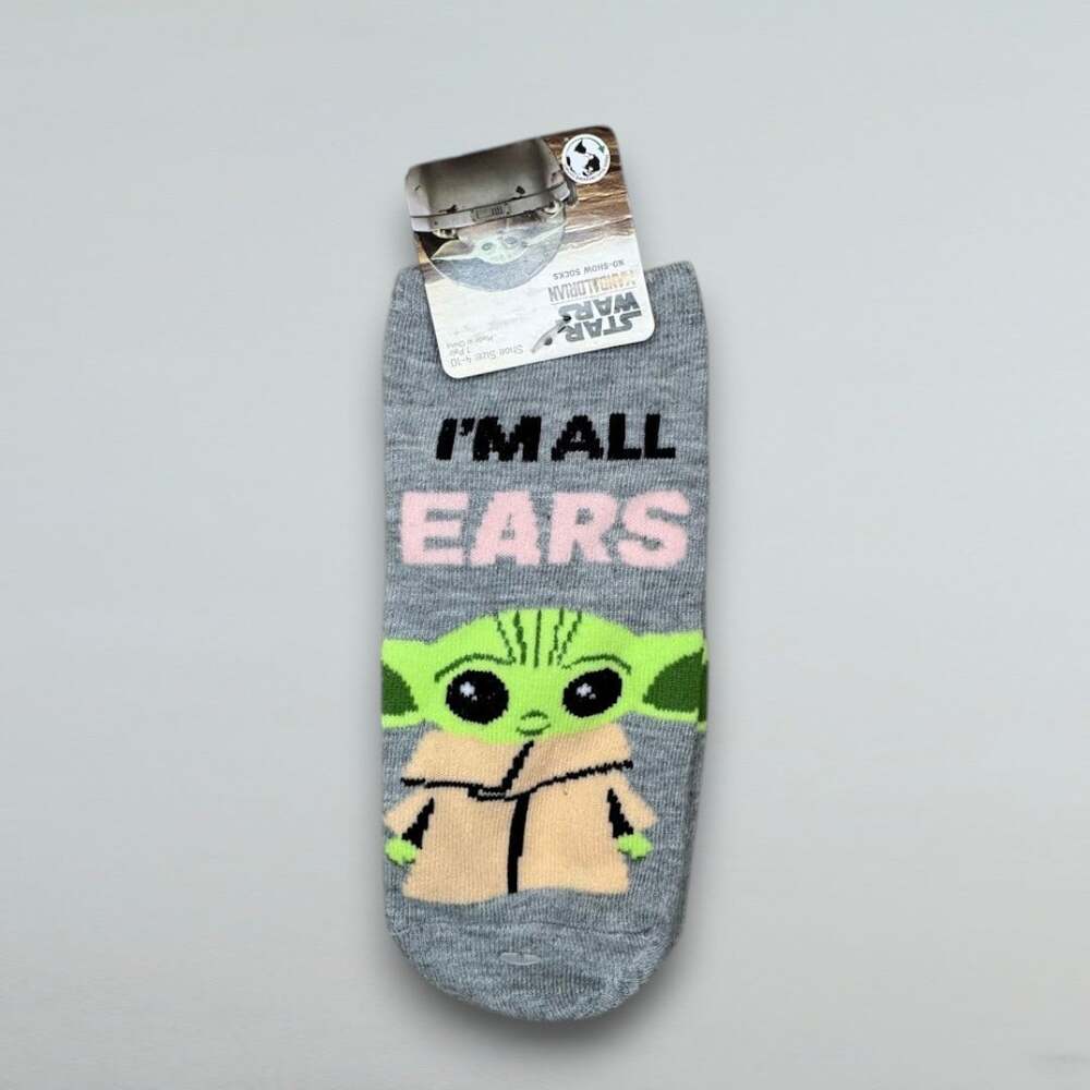 Kids Grogu Baby Yoda No Show Socks Gray Shoe Size 4-10 Star Wars Mandalorian